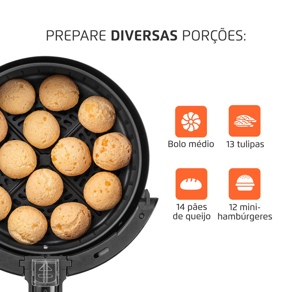 Fritadeira Elétrica Air Fryer Mondial Pratic AF-36-BI 3,6L Inox/Preta – 110V