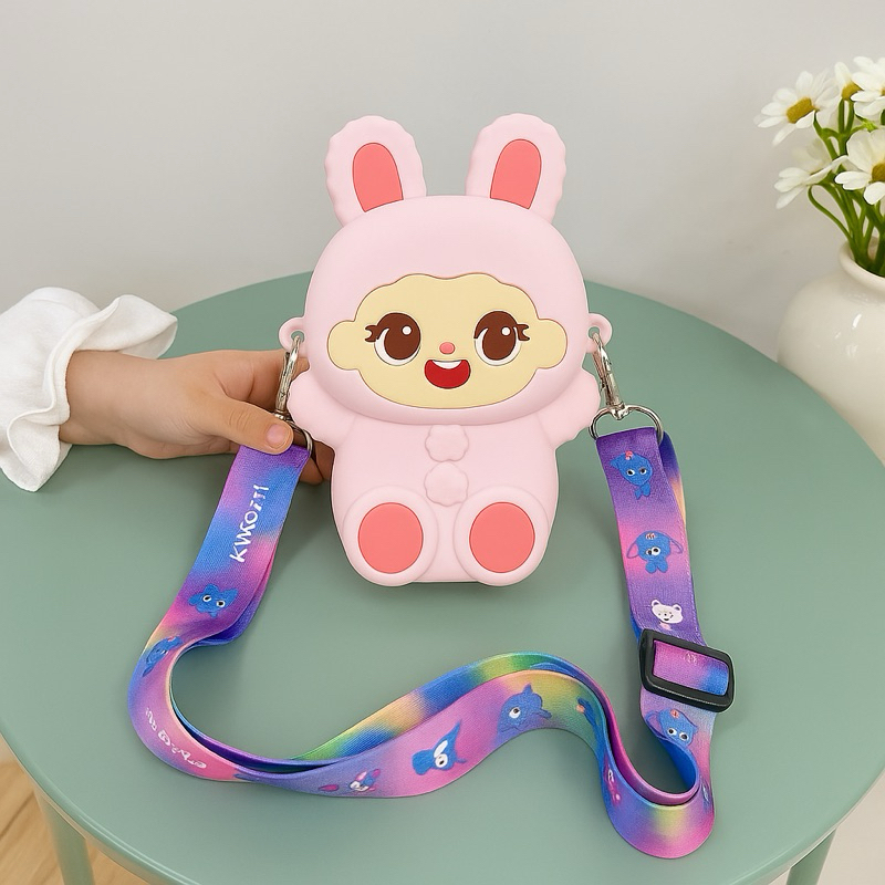 Bolsinha Infantil de Silicone Fofa  Fashion Mochila Necessaire Bolsa de Ombro