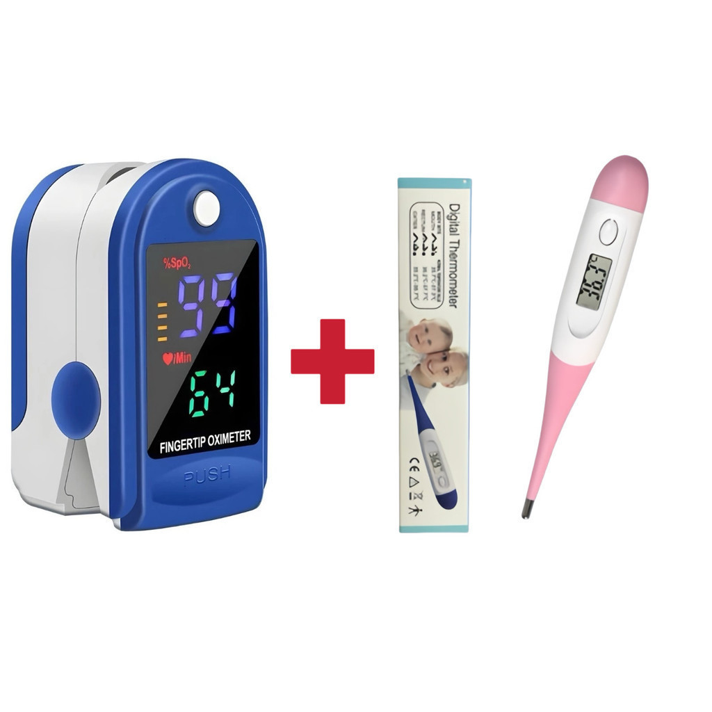Kit 3 Oxímetro de Dedo Digital Portátil | Medidor de Oxigênio SpO2 e Frequência Cardíaca com Tela LE