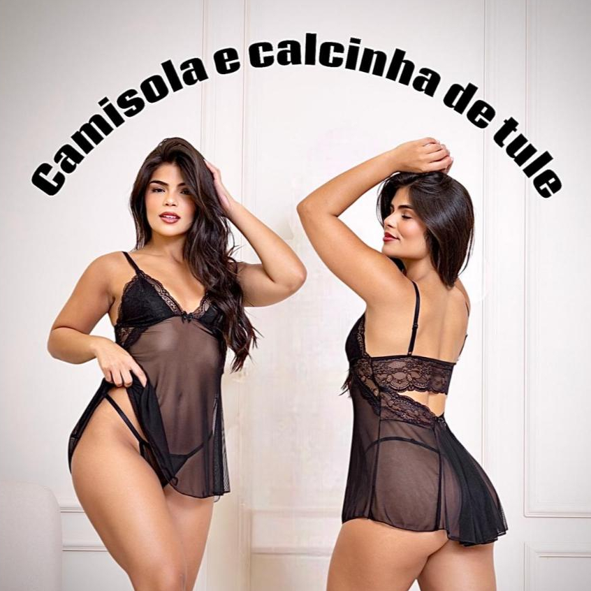 Camisola sexy de tule com renda sem bojo costa nua sensual pijama roupa de dormi costas abertas ling