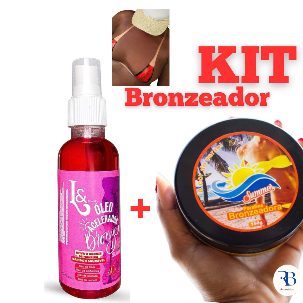 Kit Óleo Acelerador 120ml  + Parafina Ativador De Bronze 150g Marquinha De Fita Biquíni