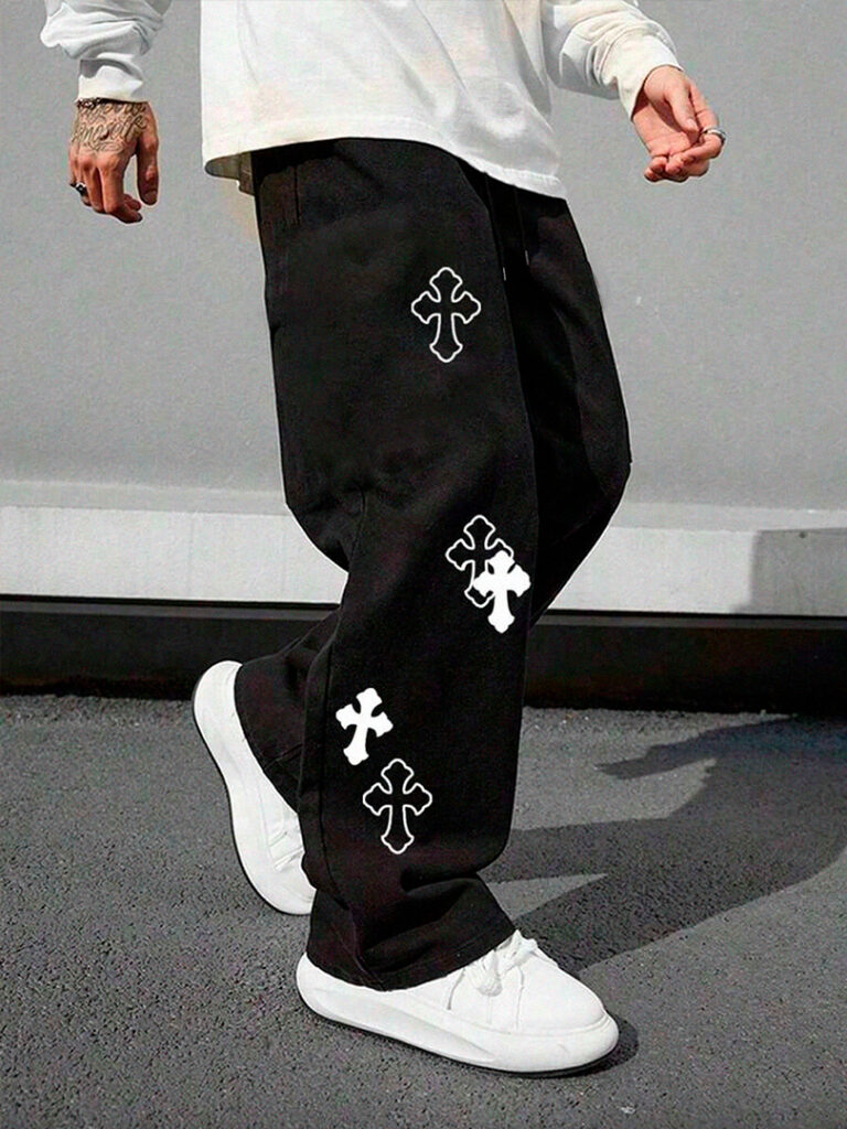 Calça Reta Moletom Baggy Masculino Cruz Streetwea