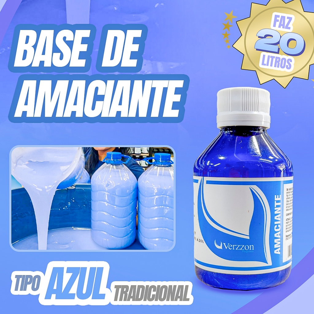 Base Amaciante concentrada Verzzon faz 20 litros perfumada tipo azul tradicional | FÁCIL DE FAZER