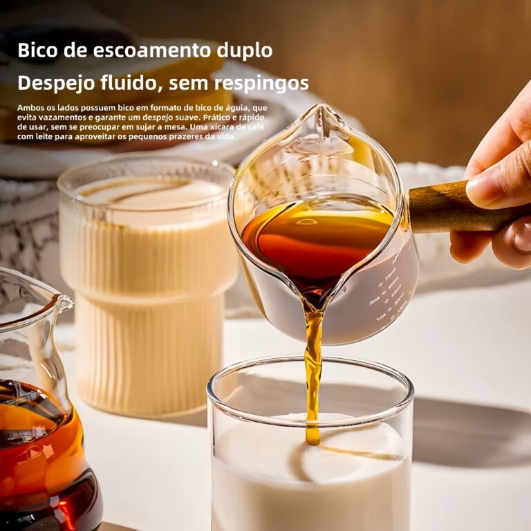 Mini Copo Medidor com Bico Duplo  Café, Leite e C