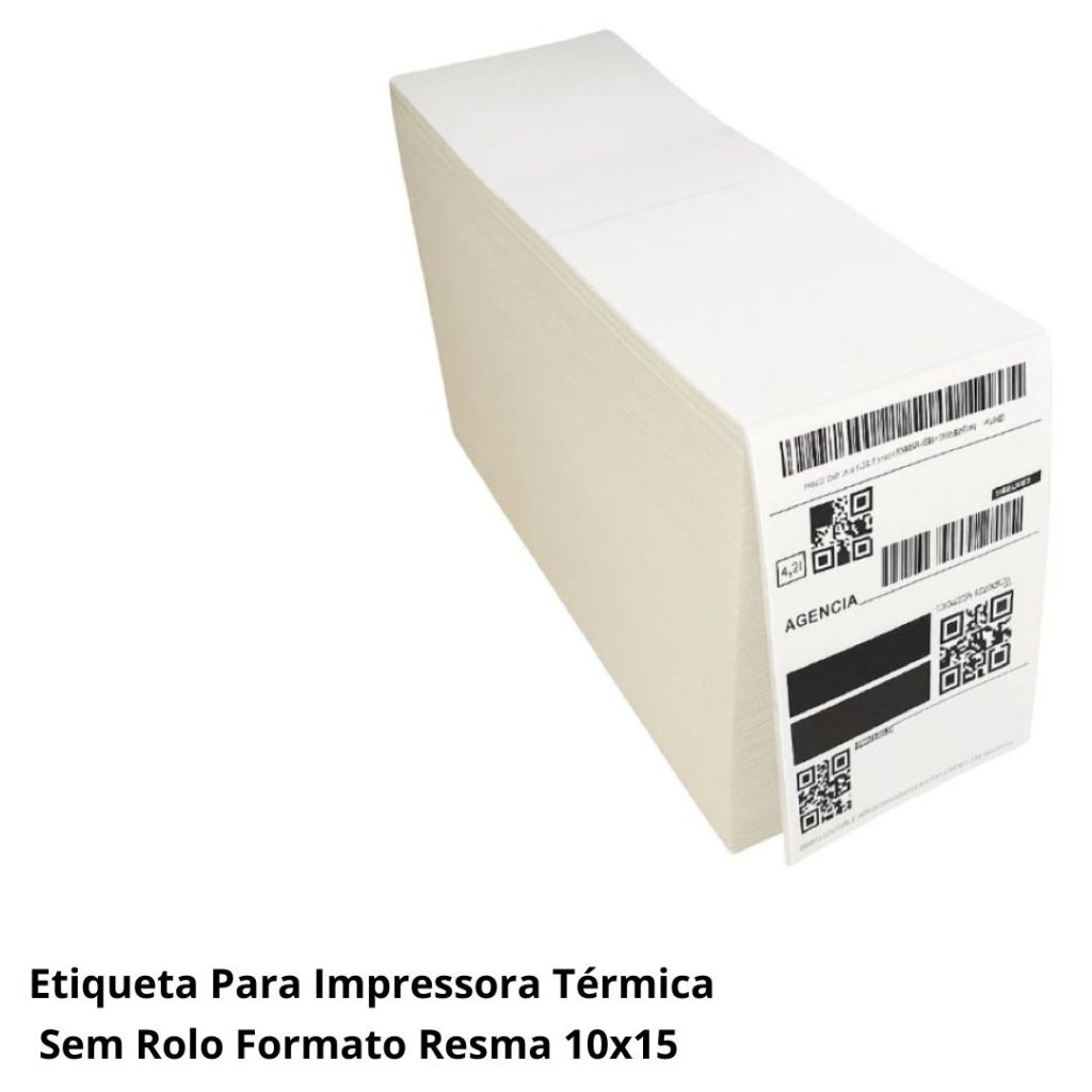 Etiqueta Adesiva Térmica Sem Rolo Pacote 500 Unidades 10×15 Cm Ecomerce Resma Serrilha Rolo -NEW
