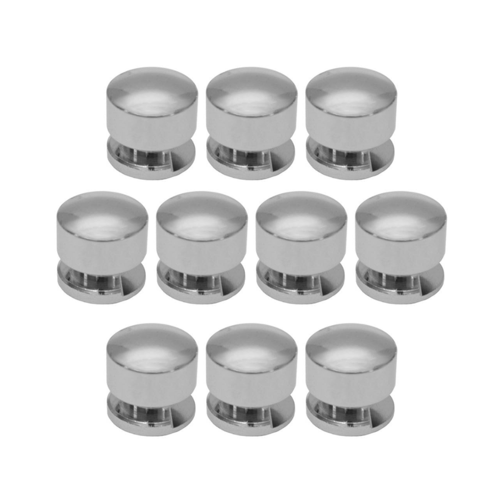Kit 10 Botões de Fixação Para Espelhos e Vidros – Botão Francês Cromado
