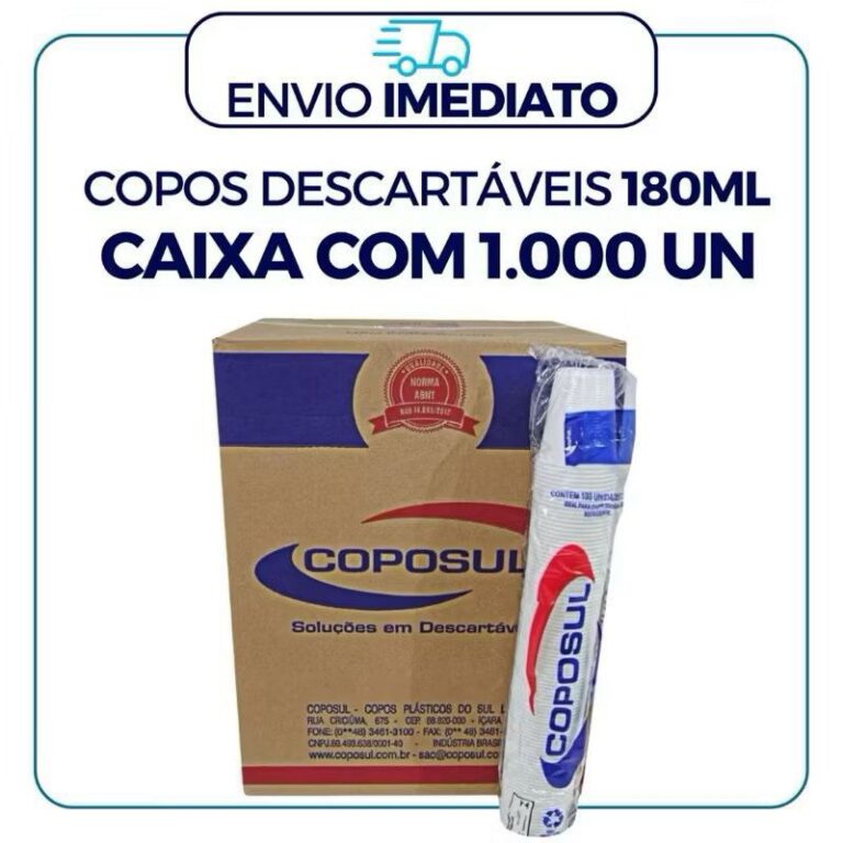 Copo Descartável 180 Ml Caixa Fechada com 1.000 U