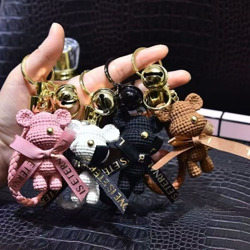 Chaveiro De Atacado De Urso Fofo-Resina Com Pingente De Bolsa De Casal | Acessório De Chave De Pelúc