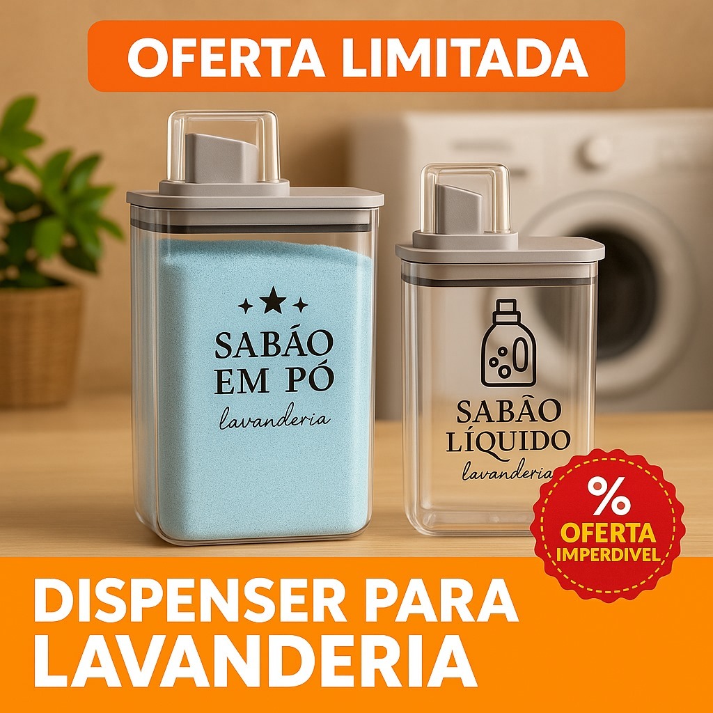 Dispenser Organizador Lavanderia Sabão Líquido Em Pó Amaciante Tira Manchas 1,3L 2,6L