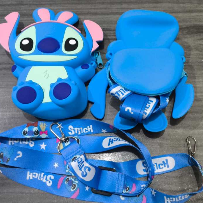 Bolsa stitch Silicone Azul E Rosa Pequena Porta Ce