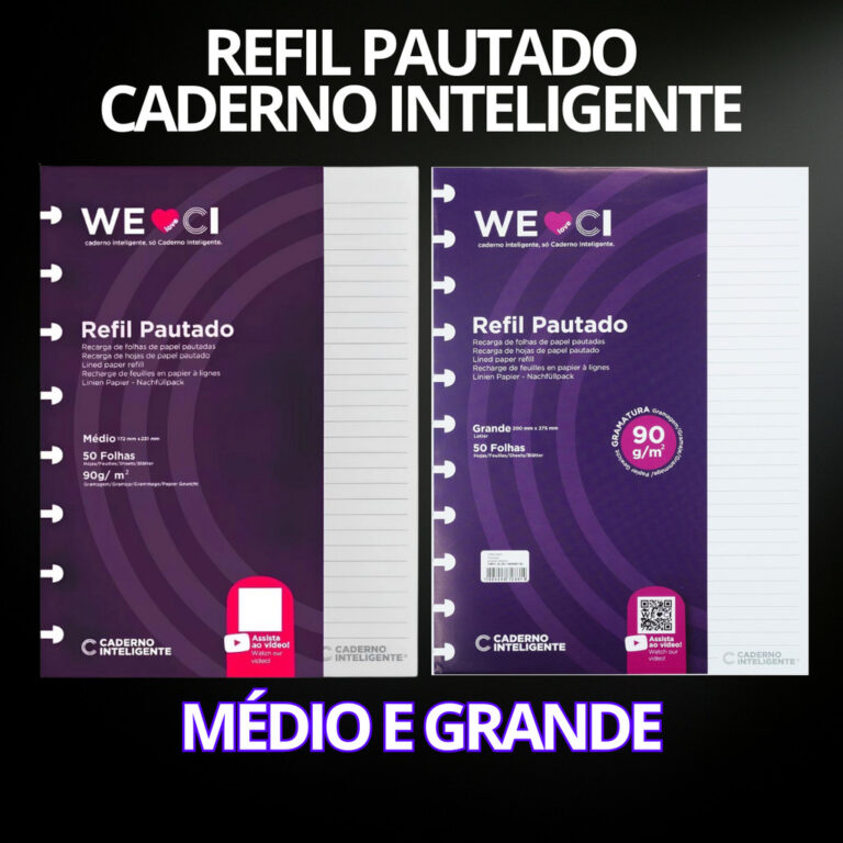 Refil Caderno Inteligente Médio/Grande Pautado 90
