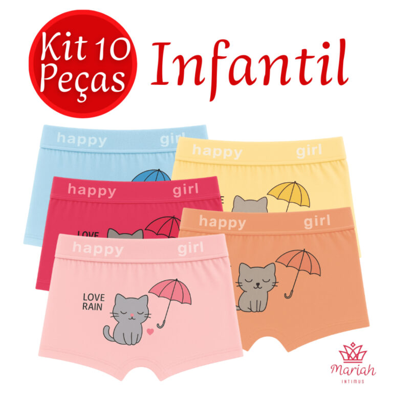Kit 3/5/10 Calcinhas Infantil Boxer Para Meninas T