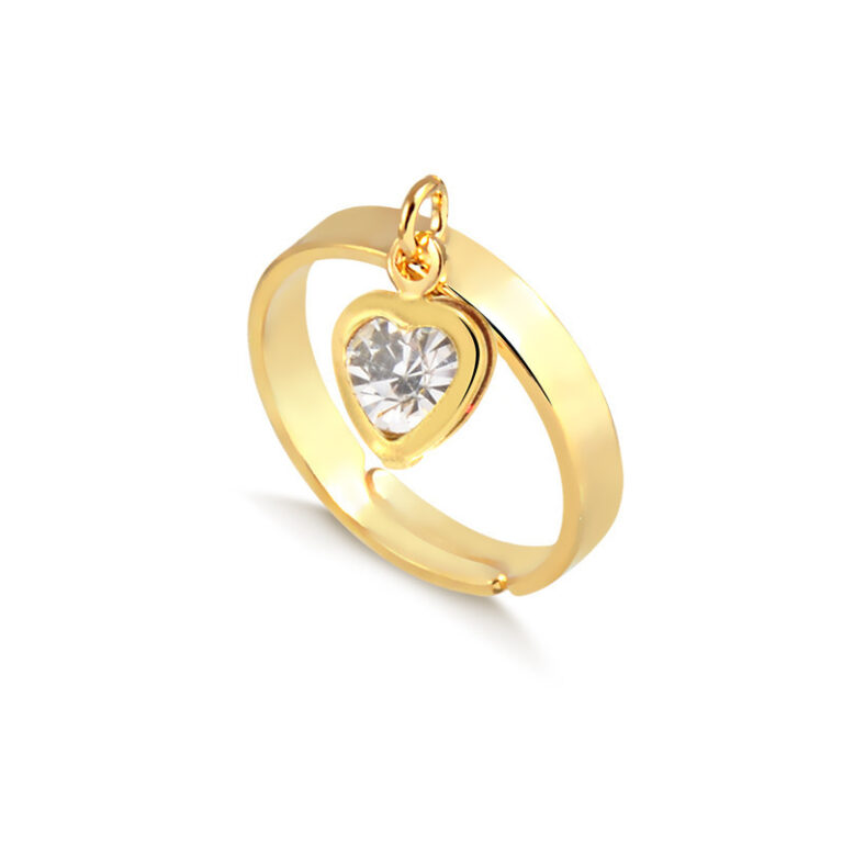 Anel Banho de Ouro 18K Infantil com Pingente Cora�