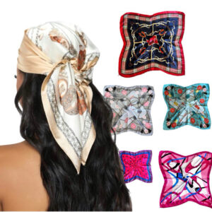 Transforme Seu Look: Kit 3 Lenços de Cabelo Cetim 50×50 Estampados