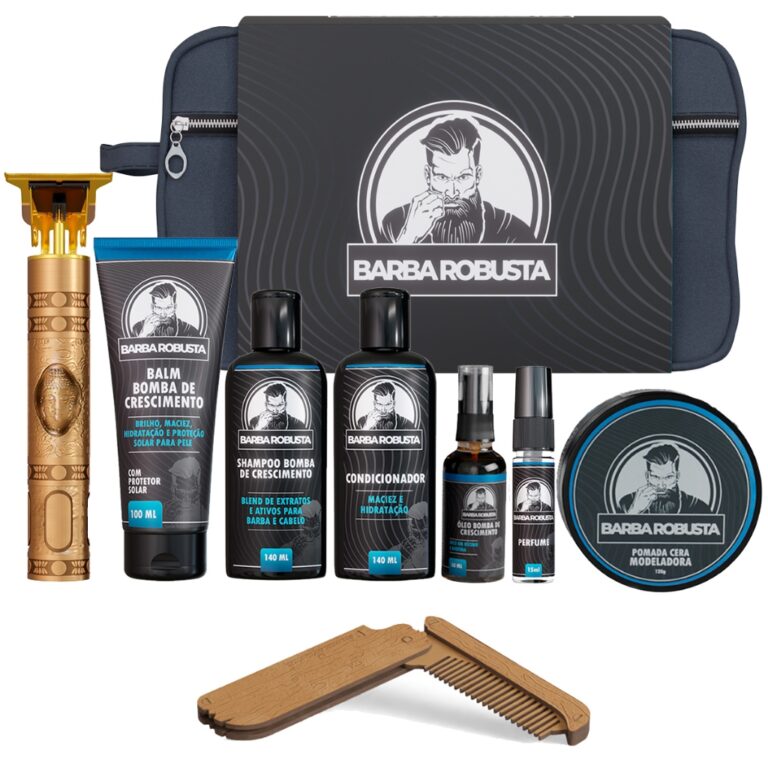 Kit Barba Robusta Shampoo Condicinador Óleo Balm 