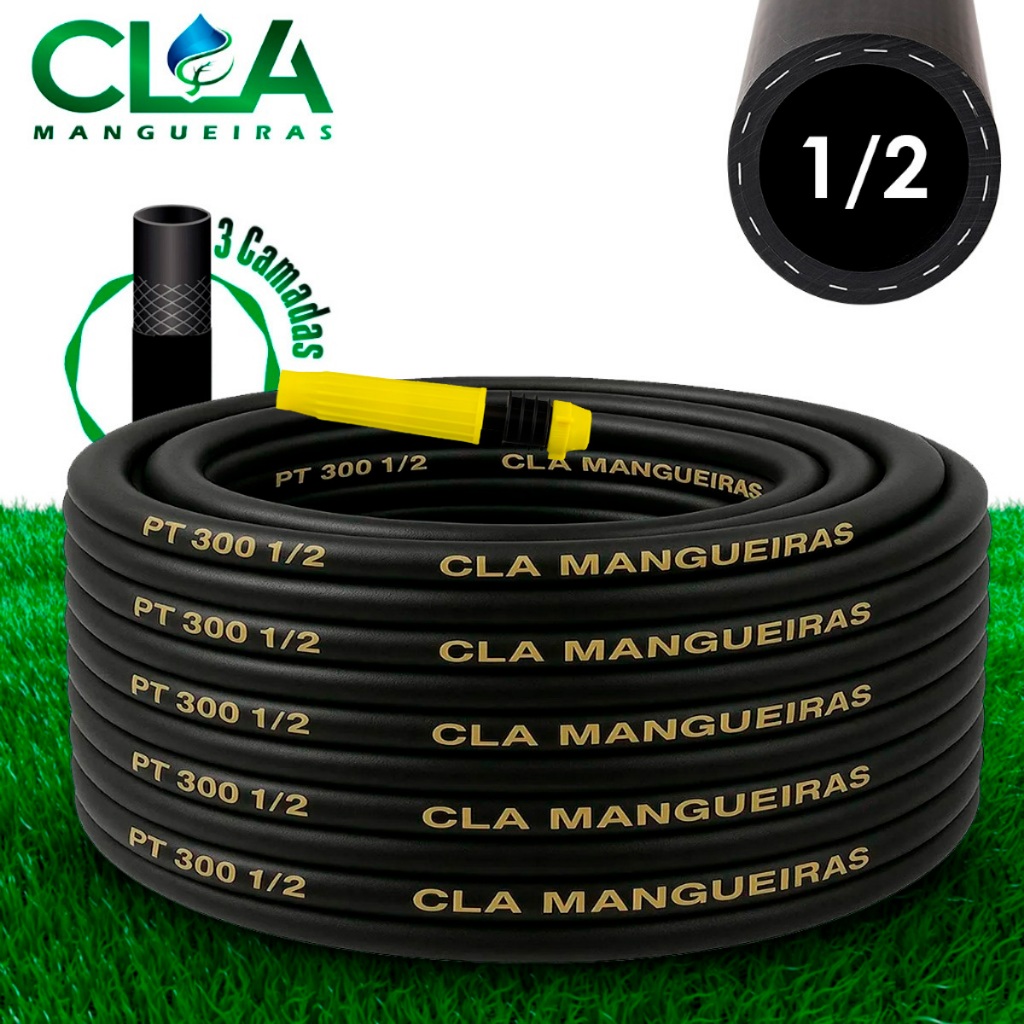 Mangueira Jardim Trançada Resistente Flexível 10 á 30 Metros PT 300 PSI Água 1/2 Com Bico Engate