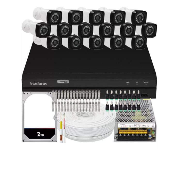 Kit Dvr Intelbras 16 Canais H.265 2tb 16 Câmeras