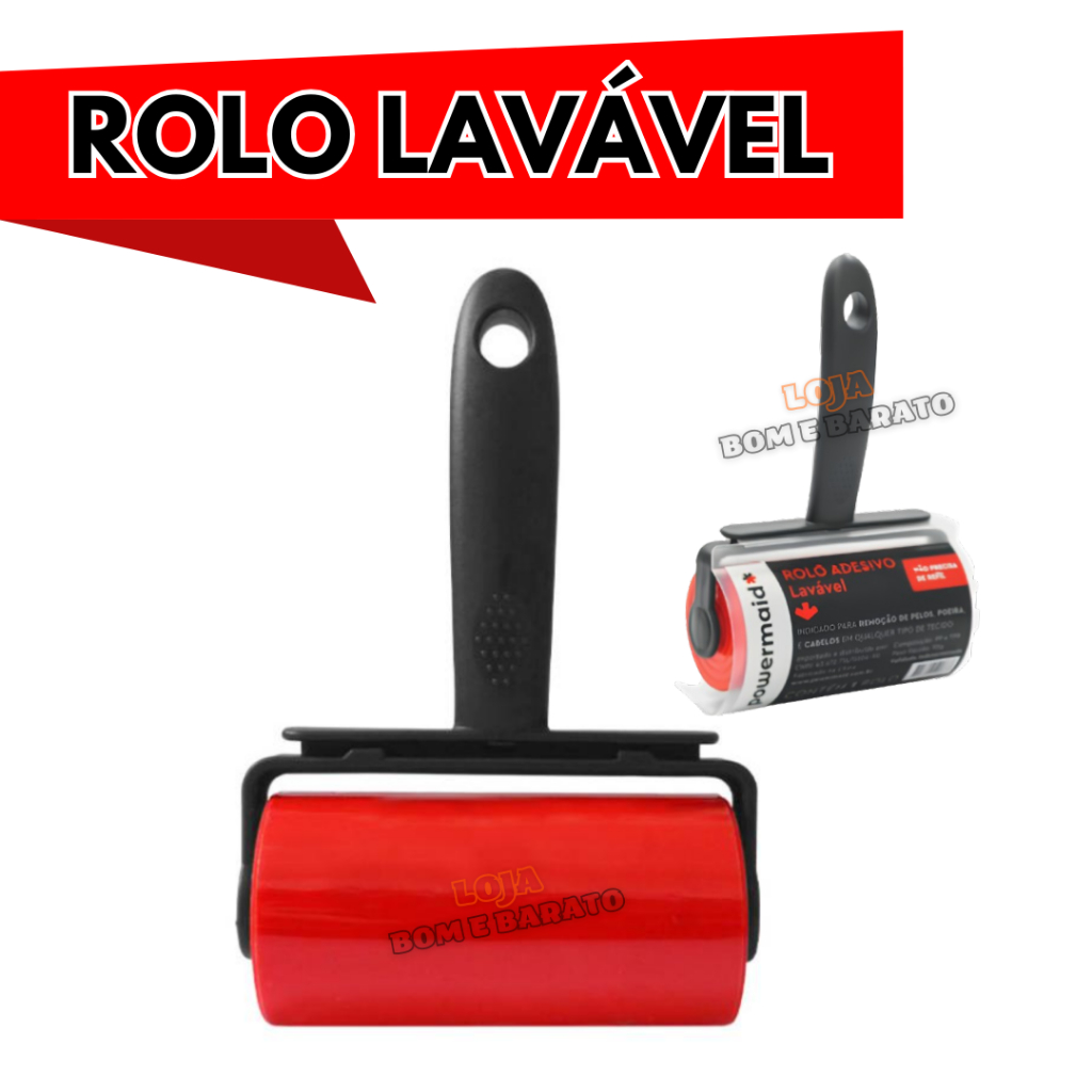 Kit Rolo Rolinho Tira Pelos e Plumas de Roupa e Sofá Adesivo + 2 Refis 90 folhas descartáveis – Bom