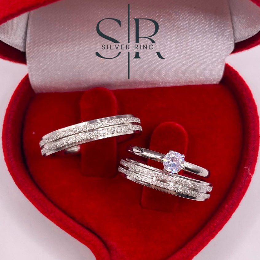 Par de Aliança de Namoro Casamento Prata Brilhante Diamantada Canal com linha fina 4mm