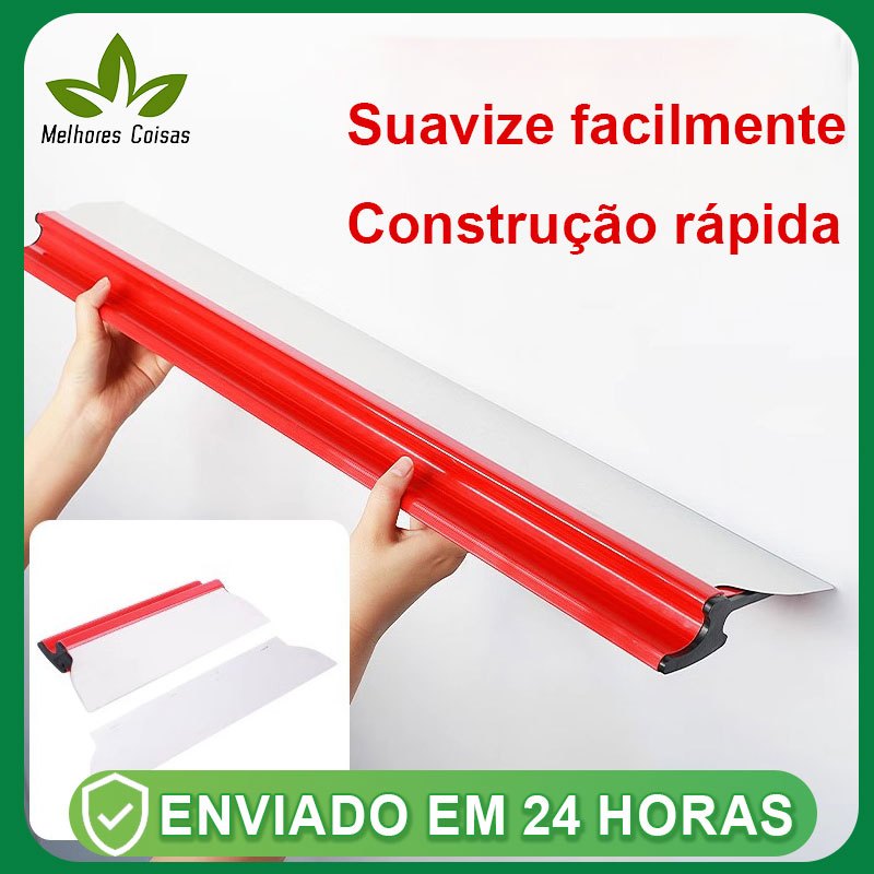 Desempenadeira Aço Inox Para Massa Corrida 40cm com Lâmina Flexível Lisa Para Massa Corrida com Troc
