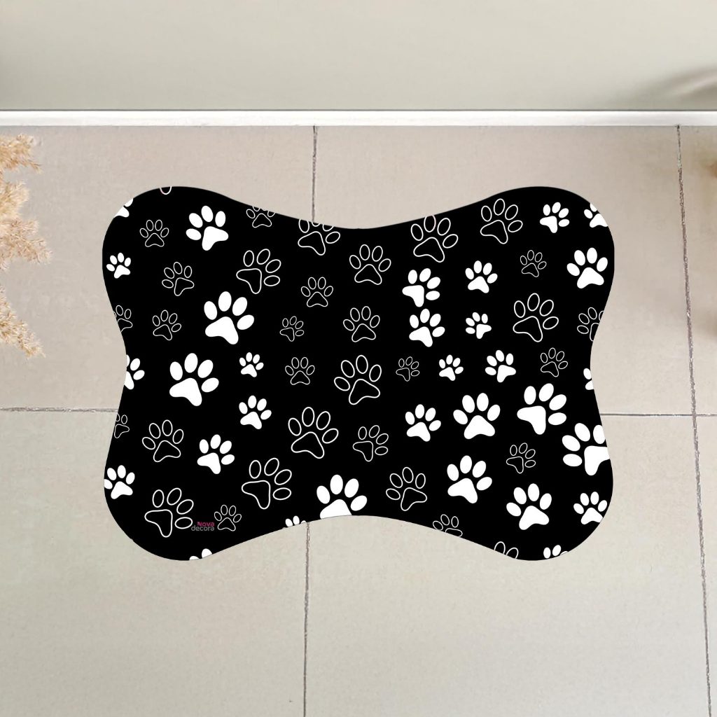 Tapete Pet para Gato e Cachorro Osso Comedouro Patas Antiderrapante