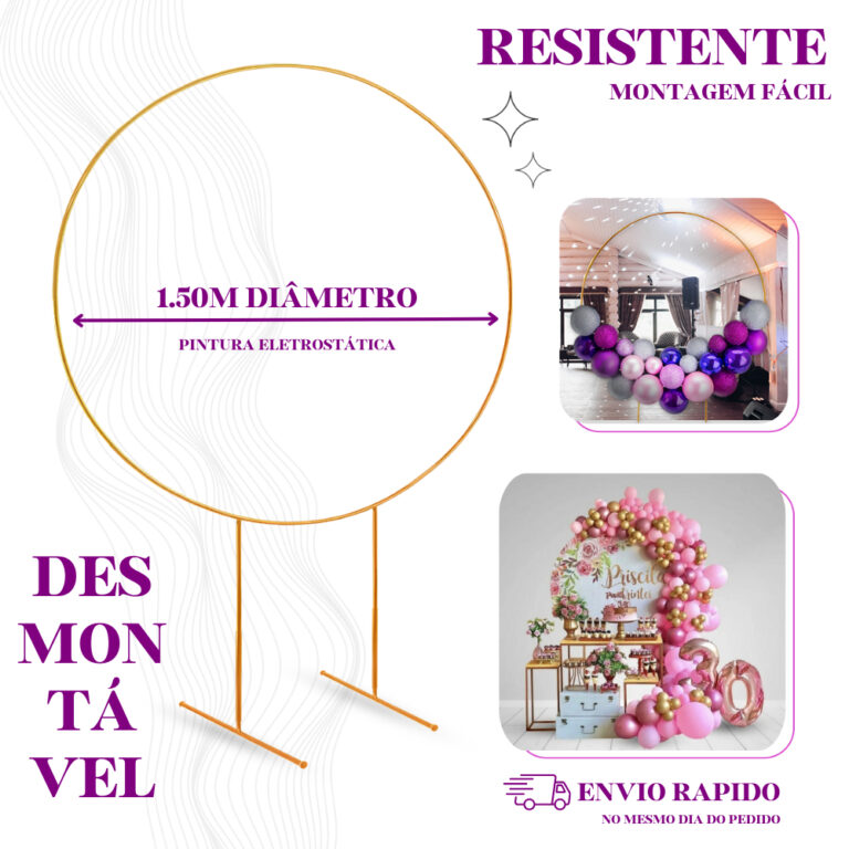Estrutura Arco Redondo 1,50m Desmontável Ferro Re