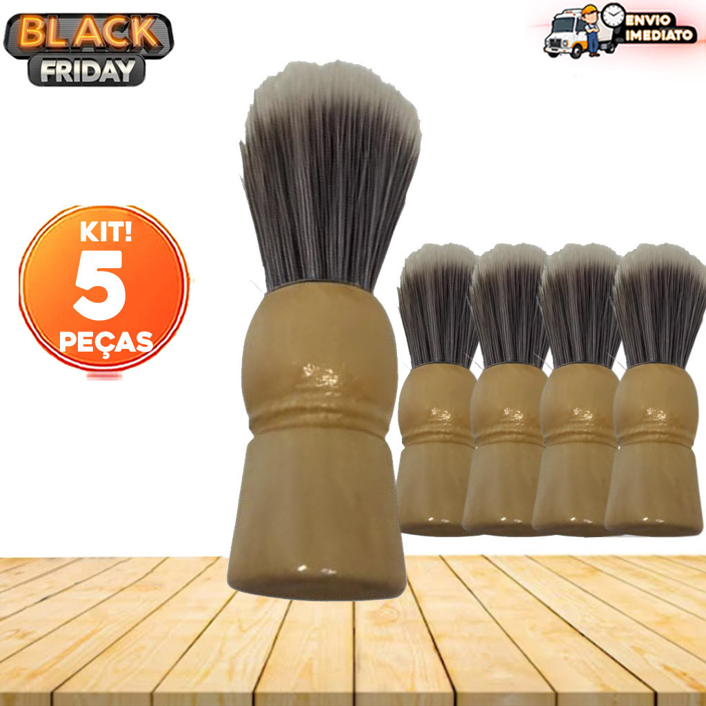 Kit 5 Pincel de Barbear para Barba Profissional – Aplicador de Espuma | Lavável, Macio, para Barbeir