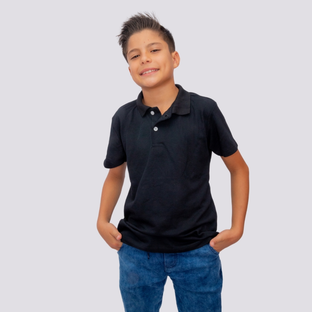 Camisa Básica Polo Infantil Juvenil Algodão Blusa Manga Curta Premium