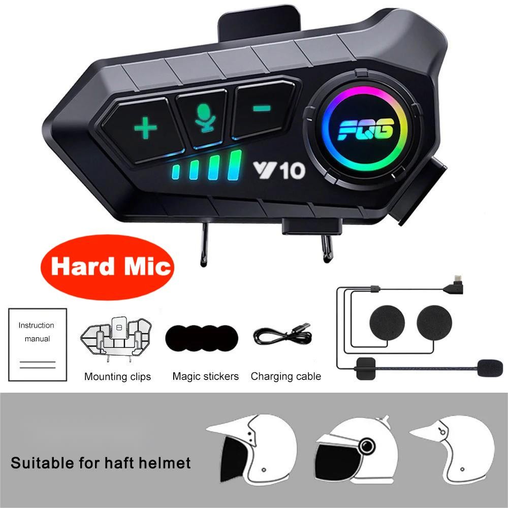 Y10 Fone De Ouvido Sem Fio Bluetooth 5.3 Para Capacete  De Motocicleta  Com Redução De Ruído IPX6 À