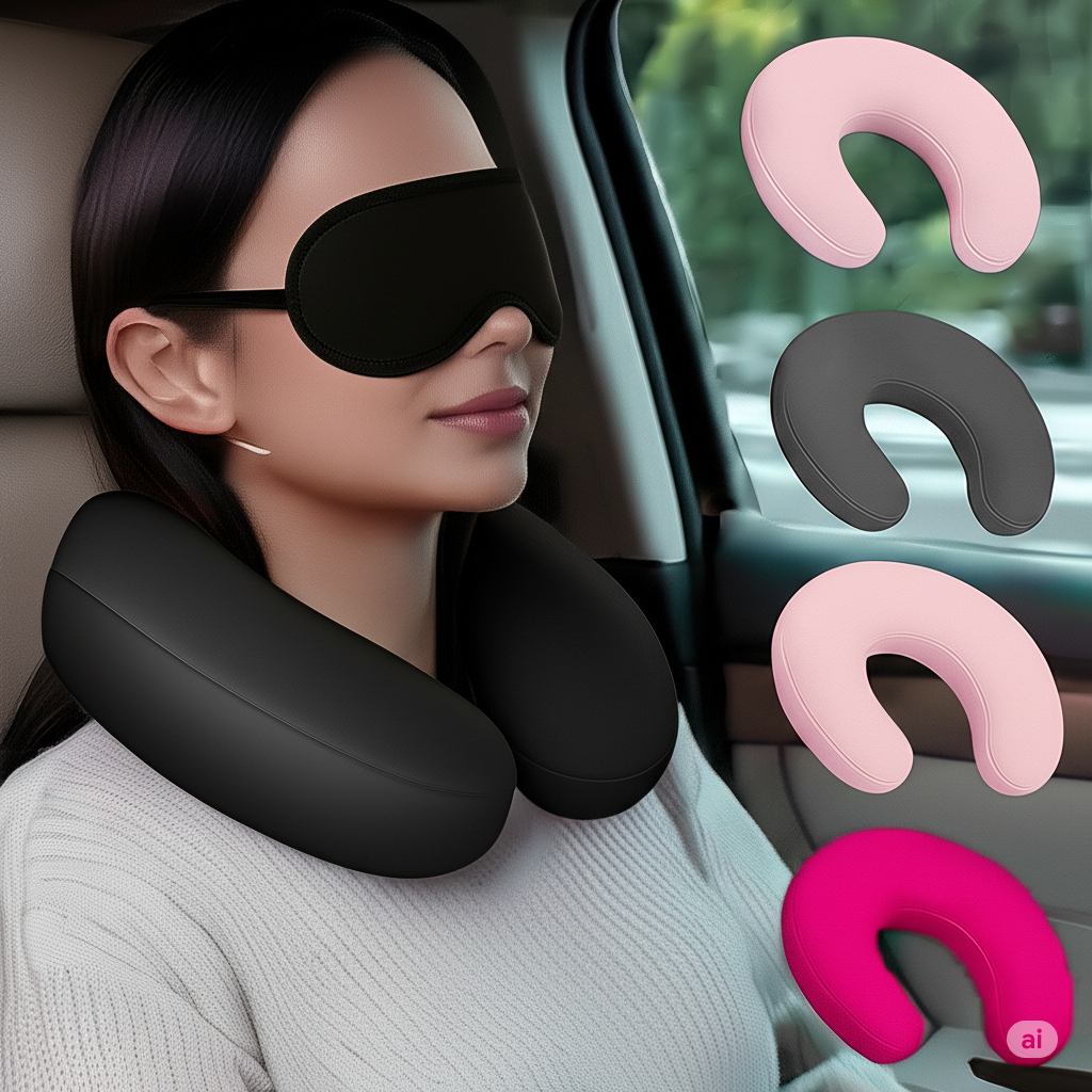 Almofada de Pescoço para Viagem Almofada Descanso de Cabeça Almofada Cervical+mascara adulto infanti
