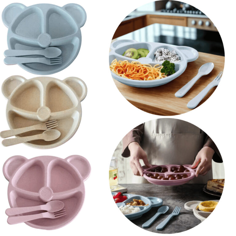 Prato Infantil com Divisórias e Talheres Ursinho 