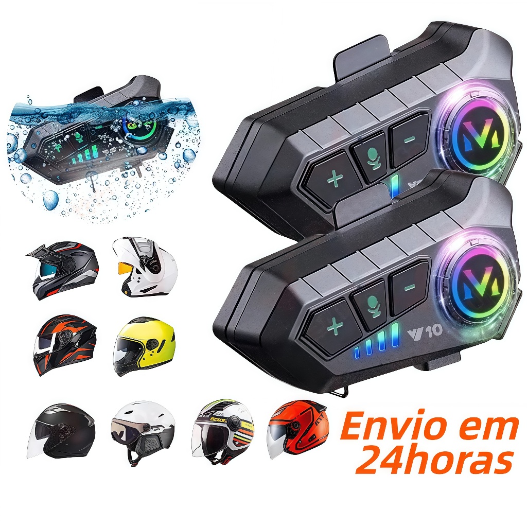 Y12/Y10/Y20 Motocicleta Sem Fio Bluetooth 5.3 Fone de Ouvido Capacete Kit de Chamadas Mãos Livres À