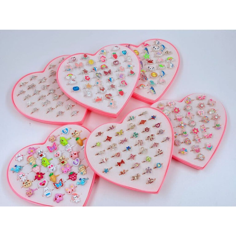 Kit 36 Unidades Anéis Infantil Menina + Caixa Cor