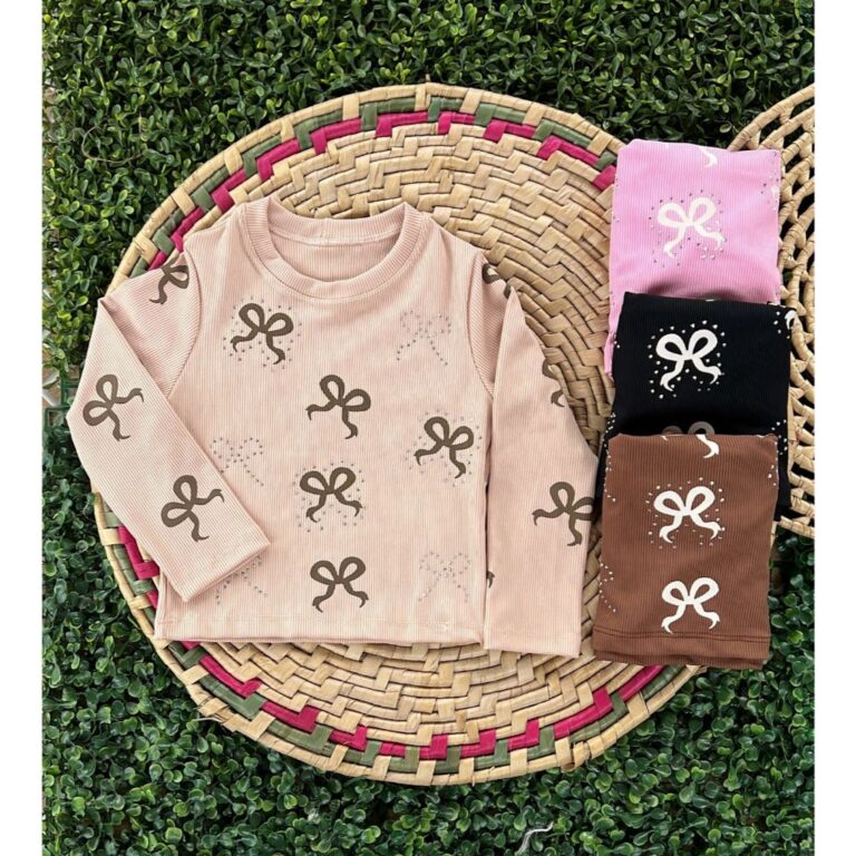 Blusa Manga Longa-Infantil Menina Laço Strass Can