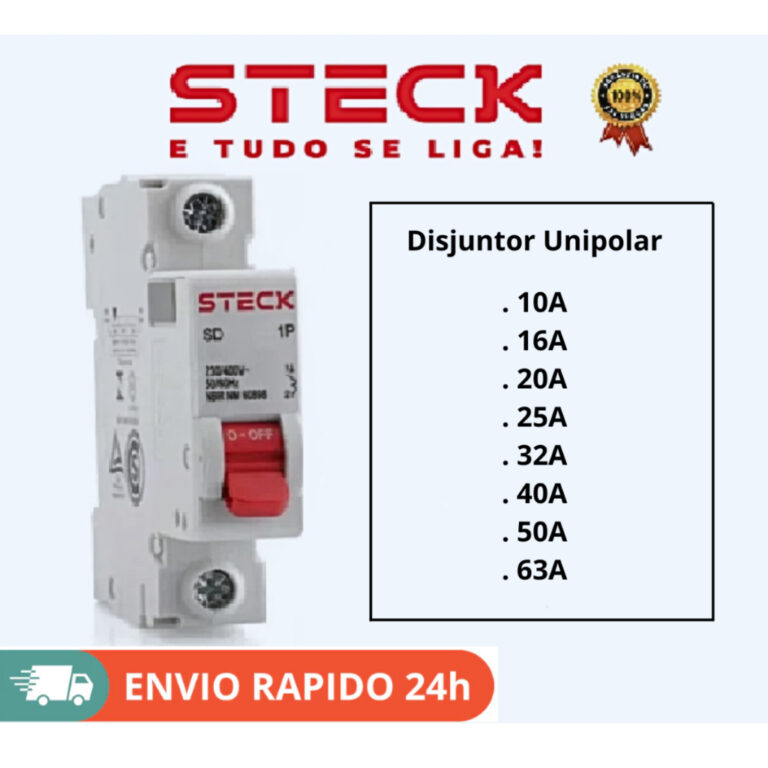 Disjuntor Unipolar Steck 10A 16A 20A 25A 32A 40A 5