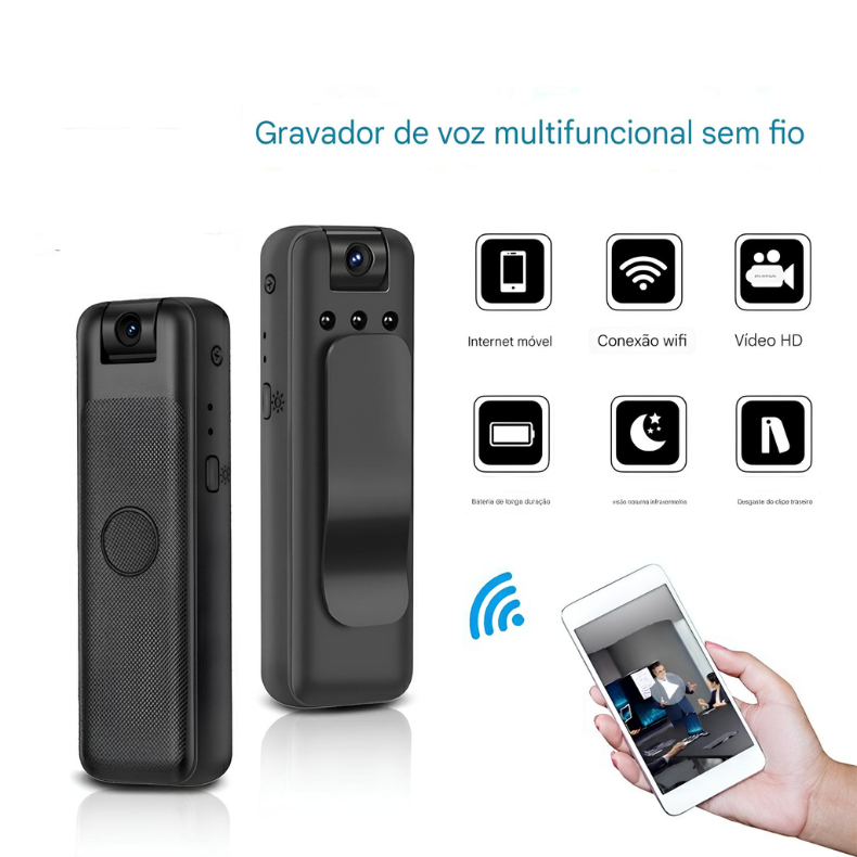 Mini câmera Portátil HD 1080P Do Projeto Grampo Traseiro WiFi visualização Remota Gravadores de víde