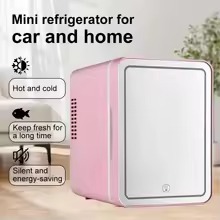Mini Geladeira Espelhada Multi com LED 5L Rosa Por