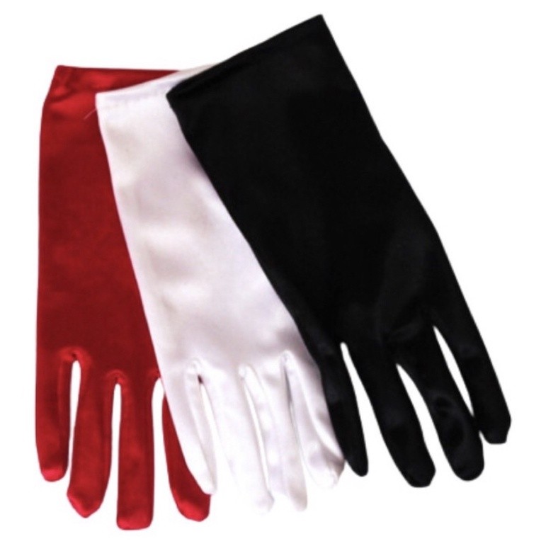 Par De Luva Curta Preto Branca Vermelho Fantasia Tamanho P Infantil Cosplay