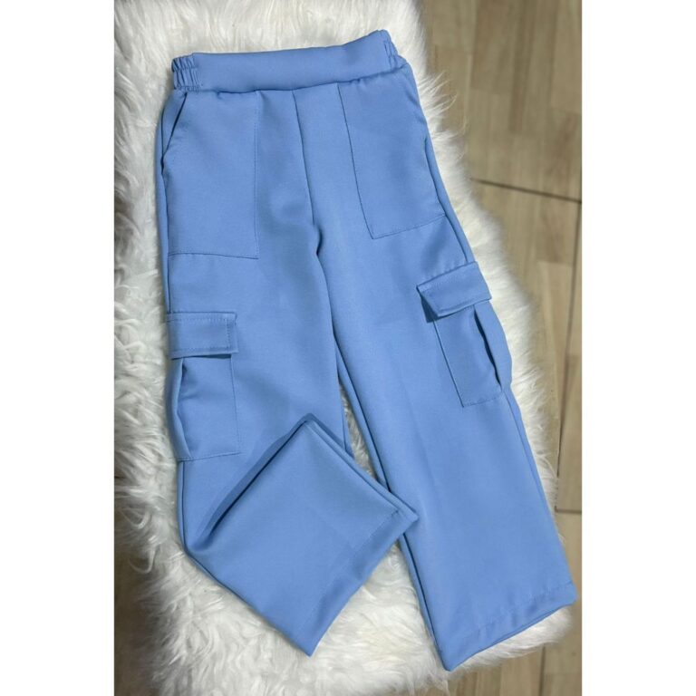 Calça cargo alfaitaria infantil, Calça Wide leg 