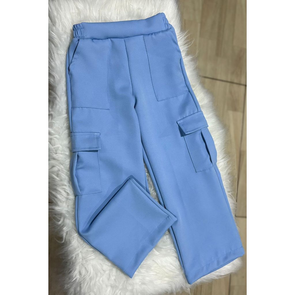 Calça cargo alfaitaria infantil, Calça Wide leg infantil