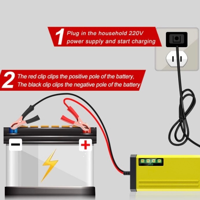 Carregador de bateria de motocicleta 12V2A-3A carr