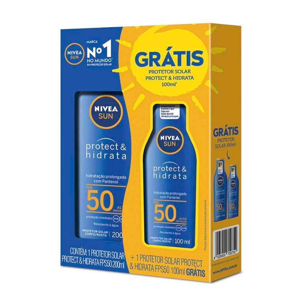 Kit Protetor Solar Nivea Sun FPS50 Protect E Hidrata 200ml + 100ml