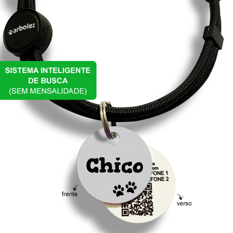 Placa de Identificação Pet Cachorro Gato Com QR 