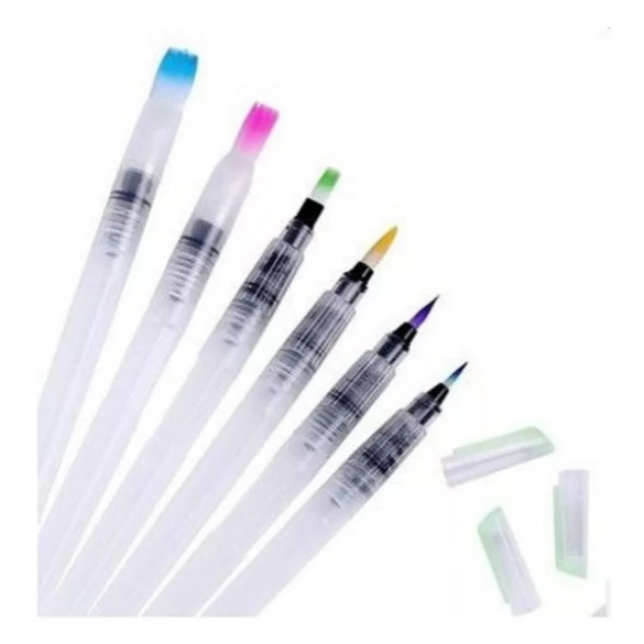 Kit 6 Canetas Pincel Aquarela Waterbrush Reservat�
