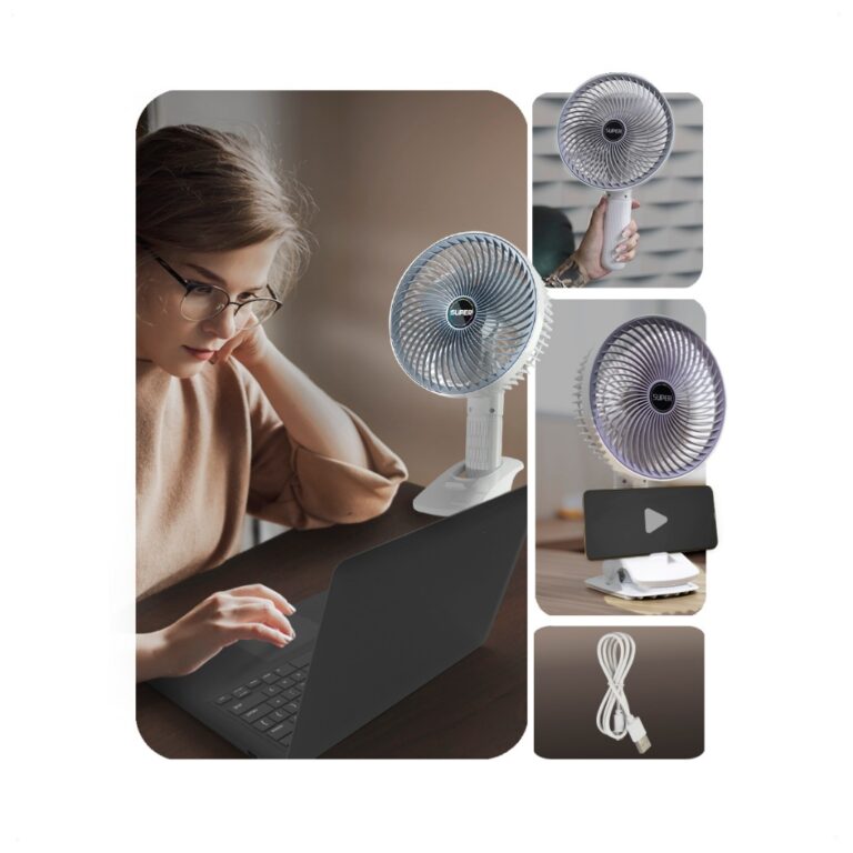 Ventilador Mesa Portátil Multifunção USB Recarr