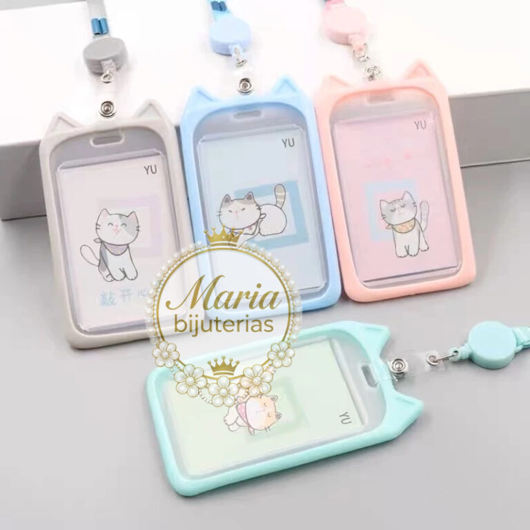 Porta cartão crachá com cordão Orelha de Gato e