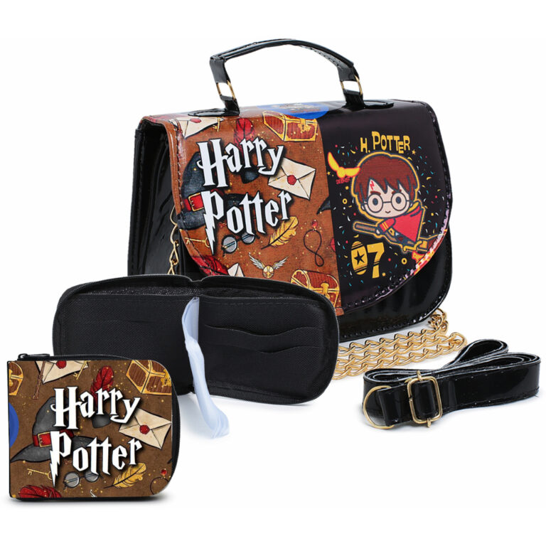 Kit Bolsinha Luxo Com Carteira Bruxo Mágico Harry