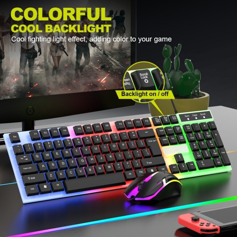 Kit Gamer Teclado Semi Mecânico RGB + Mouse 3200 