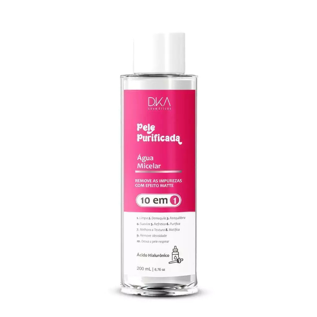 Água Micelar 10 em 1 Efeito Matte, com Ácido Hialurônico 200ml – Dka Cosméticos