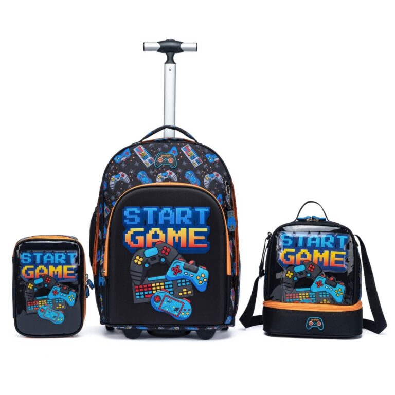 Kit Mochila Rodinha Lancheira Estojo Infantil Game